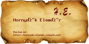 Hornyák Elemér névjegykártya